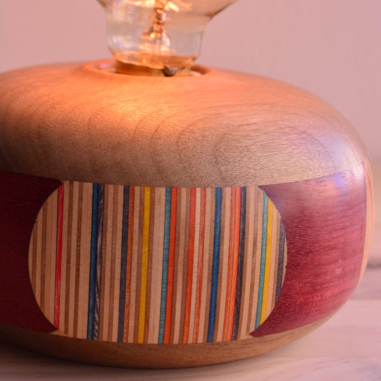 skateboard lamp purple heart walnut